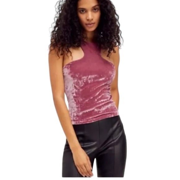 NWT Free People Intimately Pink Velvet Racer Back Tank top - Picture 1 of 9